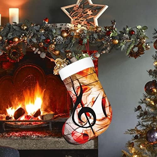 Augenserstan Christmas Codrings Hearts Music Notes Music Clefs двострано камин што виси чорапи