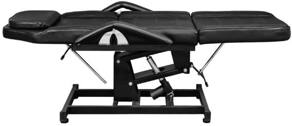 Дебела маса за масажа 72in Маса со 3-пресек салон за убавина тетоважа за масажа за масажа со моторизиран лифт за моќност на висина и столче црна