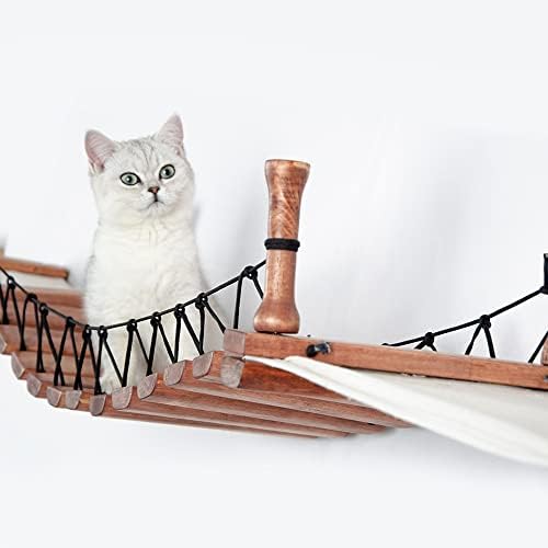 Wyfdp јаже дрвени мачки мост гребење гребени, монтирани со wallидови, качување кула кула куќа дрво мебел за миленичиња