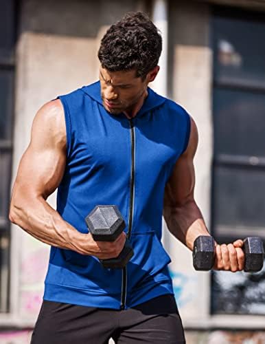 Coofandy Men's Zip Up Thruick Thruick Tops Tops Hoodeded Bodybuilding Fitness Muscle Cut маица без ракави за салии