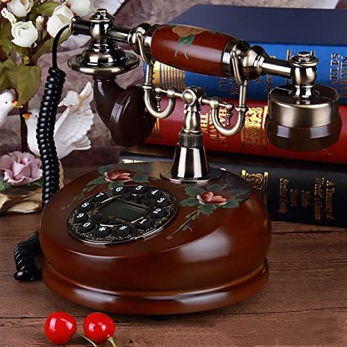 Старомодна фиксна гроздобер антички биро телефон со кабел за бирање за домашна канцеларија украс декоратика