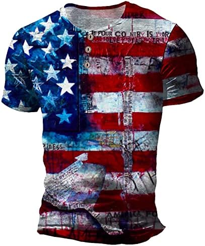 Летни маички кошули машко американско знаме Патриотски кратки ракави Денот на независност на маицата врвови Спандекс ти
