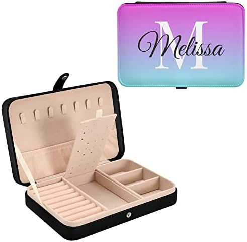 Емеливор виолетова градиент Персонализирана кутија за накит за патувања со двојно слој обичај преносен накит кутија накит Организатор