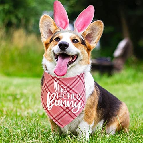 СТМК Велигденско куче Бандана Бани облека, Велигденски зајаче кучиња, карирано куче Велигденски бандани, костуми за зајаче за мали средни големи