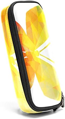 Шарен триаголник Тропски пеперутка кожна молив со молив, торба со пенкало со двојна патентска торба за чување торби за торби за училишна