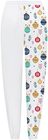 Женски Божиќни џемпери плус големина удобна еластична половината редовно широки панталони за нозе Снегулка лабава фит салон панталони
