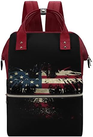Фанистар Американско Знаме Орел Печатена Торба За Пелени Торба За Бебиња Торби За Пелени Водоотпорна Торба За Рамо За Патување За Мама И Тато