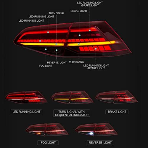 VLAND R-Изглед Целосно LED Динамички Опашка Светла Пушеле Објектив Погоден ЗА MK7/7.5 GTD R 2013-2020