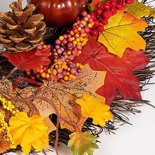 Ханизи есен на влезната врата од предниот дел од врата 18 инчи, осветлена есенска жетва за венци Денот на благодарноста, затворено на