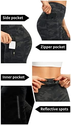 Afitneенски велосипедски јога шорцеви со џебови со патенти со високи половини за контрола на стомакот