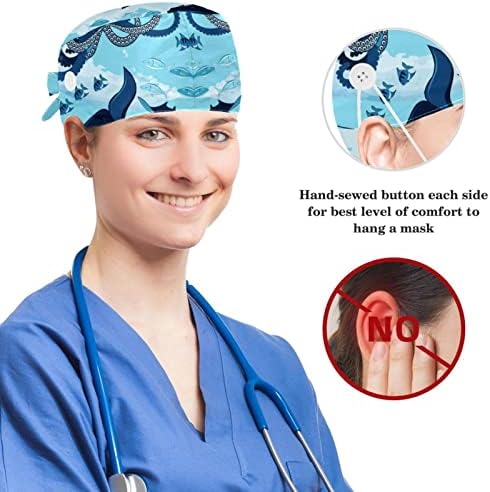 yoyoamoy Прилагодливо работно капаче со копче памук џемпери каваи кит пингвин сина шема хирург капа за жени