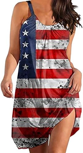 Миашуи Летен Миди Фустан Денот На Независноста За Жени Плус Големина Мода Американски 4 од јули Женски Летни Фустани Со