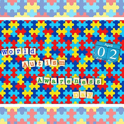 6 Пакет Аутизам Загатка Чаршав За Деца 108 х 54 Инчен Правоаголник За Еднократна употреба Април Аутизам Маса Облека Аутизам Свест Лента