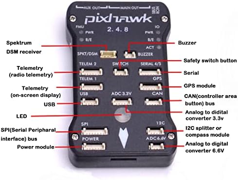 Контролер на летот Pixhawk PX4 Pixhawk 2.4.8 32 битни контролни табли за летање+безбедносен прекинувач+Buinger+i2c Splitter Проширете го