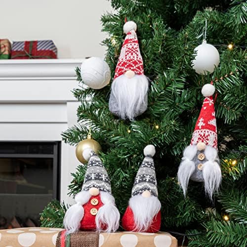 Божиќни украси од 6 парчиња гноми поставени 6 гном двојни кадифни украси, том нордиски гноми Божиќни украси во затворен простор, Божиќни украси,