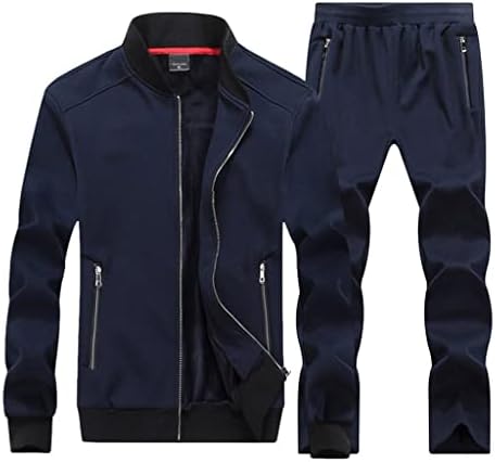 YFQHDD Sport Suit Men Tracksuit Eutem intort Нова јакна со долг ракав Еластични панталони за половината на половината со две парчиња