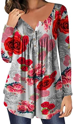 Денот на вљубените Блузи За Жени Мода Цветни Маици За Печатење Кошули Секојдневен Удобен Дуксер Со Долги Ракави Пуловер На Блуза