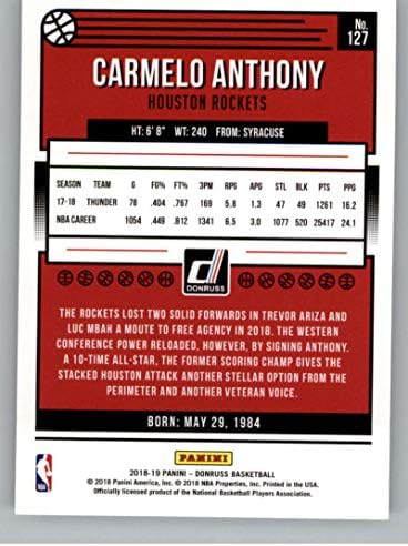 2018-19 ДОНРУС 127 Кармело Ентони Хјустон Ракети во НБА кошарка за трговија со кошарка