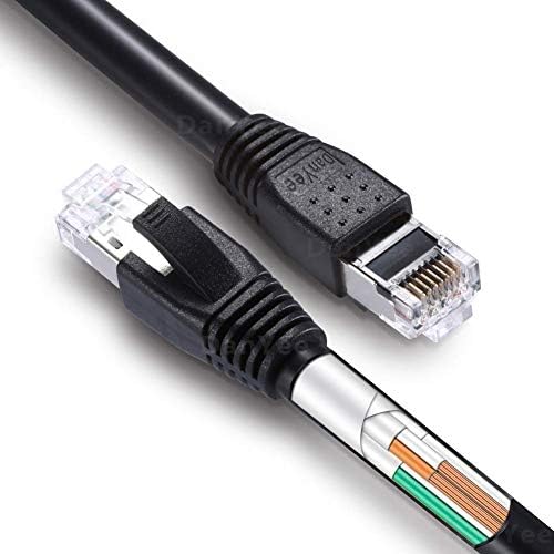 CAT8 Ethernet Cable, Danyee 40Gbps 2000MHz со голема брзина Gigabit SSTP LAN мрежни мрежни кабли со RJ45 злато обложен конектор за употреба на
