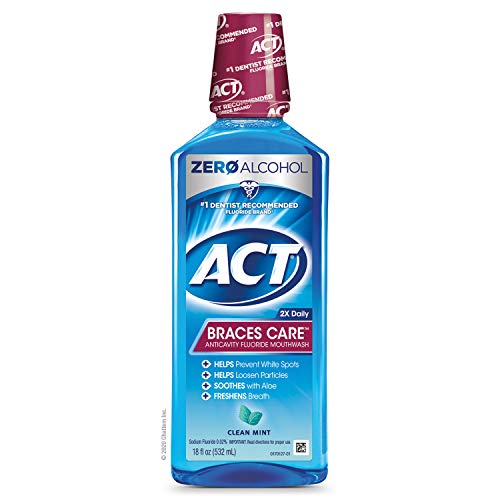 ACT загради за нега против црево флуорид миење на устата, чиста нане, 18 мл