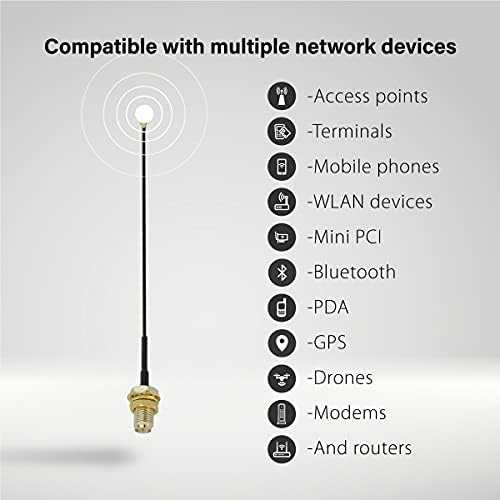 Кабел за антена со пигтаил ShopCorp со SMA женски до 1,13 mm IPEX конектор-црн адаптер долг 10 см за мини PCI, WiFi и други уреди