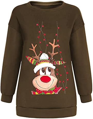 Божиќни Божиќни ирваси на Beuu, Добра утринска маичка со долги ракави, преголеми лесни врвови на пулвер