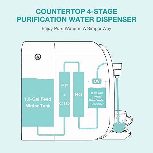 SimPure Y7P-BW УВ Countertop Обратна Осмоза Систем За Прочистување На Филтрација На Вода, 4 Фаза RO Филтер За Вода, Диспензерот За Вода Без Шишиња,