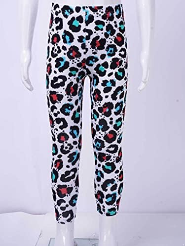 КАЕРМ Девојки девојки Строго хеланки Атлетски танцувачки тренинзи спортски хулахопки џогер панталони обични панталони бел леопард 8-9