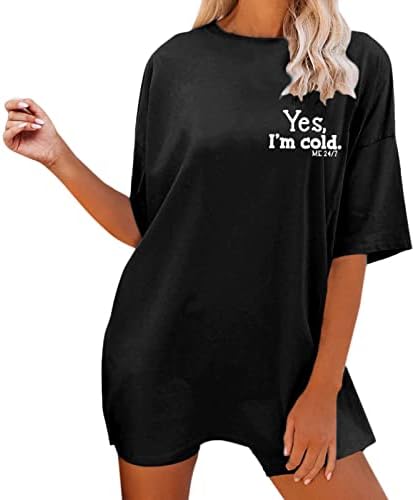 Женски врвови плус големина, печатење со букви o вратот Кратки ракави модни врвови на туники женски маички графички гроздобер
