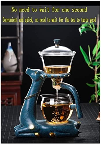 Стакло чајник од рора постави полу -автоматско капење ротирање со инфузер мрз кунгфу чај сад сет