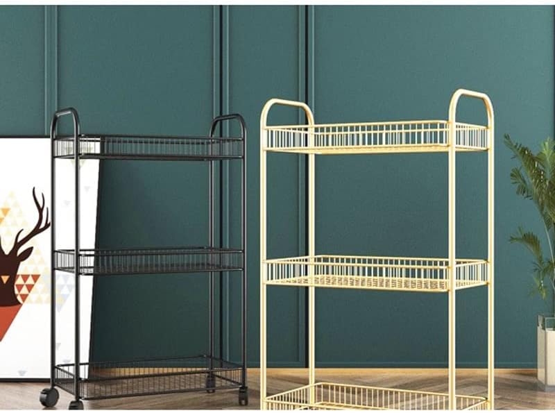 Wdbby Cart Rack Дневна соба за складирање бања кујна подни решетки со тркала