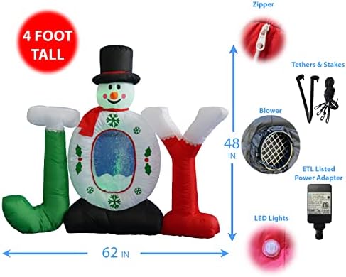 Два божиќни украси за украси, вклучуваат 4 нозе Божиќни надуени радости снежни снежни снег, и 5 нозе високи огромни Божиќни надуени