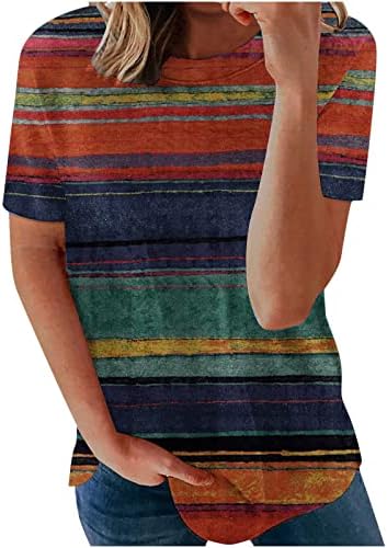 Лето 2023 година женска маица лабава вклопена блуза врвови девојки кратки ракави градиентни печатени обични симпатични графички маички