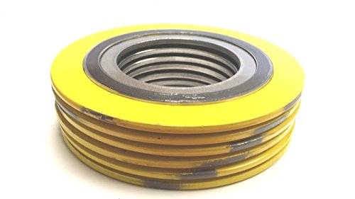 Стерлинг заптивка 9000IR24304GR900X6 304 Дргален челик заптивка со спирална рана со внатрешен прстен 304SS и флексибилен филер за графит, класа на притисок 900#, за 24 цевка, жолта