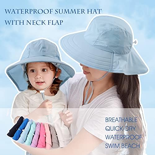Детето лето капа со размавта на вратот водоотпорни деца пливаат капа бебе УВ заштита Сонце капа на плажа капа за момчиња девојчиња