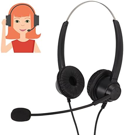 Слушалки за повици за повици на Дауерхафт, 3,5 мм бинаурално мек шумско намалување Флексибилна лента за глава жични телефонски слушалки