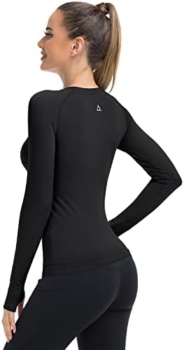 Jusfitsu Беспрекорни кошули за вежбање за жени со долг ракав тенок јога што работи на врвови женски истегнат атлетски кошула