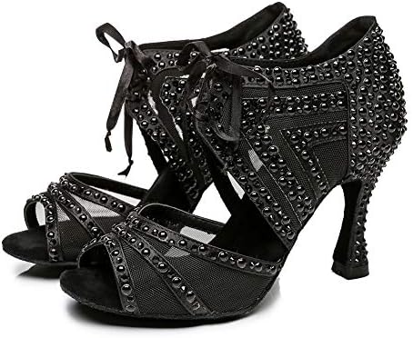 Чевли за танцување со хројл ринестон за жени свадбени танцувачки чевли латински чевли за перформанси за изведба, модел YCL435
