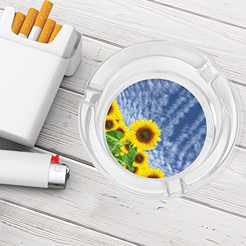 Сончоглед Цветање стакло од пепелници за цигари и цигари, држач за табела за табела за табела за декорација на маса