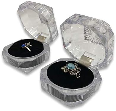 N ' eicepackaging 2 Quty-Акрилна Кутија За Накит со Еден Прстен w/Перница Од Црна пена - за подарок/продажба/дисплеј/патување/складирање