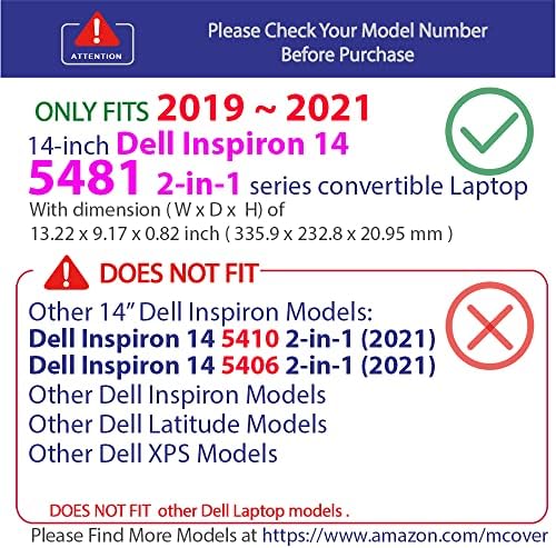 Mocever Case компатибилен за 2019-2021 14 Dell Inspiron 14 5481 Series 2-во-1 само конвертибилен лаптоп компјутер-сина-сина