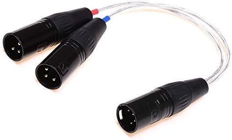 Gagacocc XLR кабел чист сребрен штит 2x 3-пински XLR машки до 4-пински XLR машки балансиран аудио адаптер кабел 4 пински XLR Балансиран