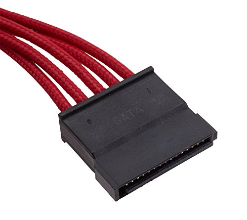 Corsair CP-8920187 Premium индивидуално ракав SATA кабел, црвен, за Corsair PSU 29,5 x 0,2 x 0,2 инчи