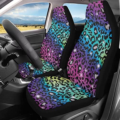 InstantArts Виножито леопард седи седиште за автомобили предни седишта само шарени генети за печатење на кожата од 2 анти-лизгачки возила