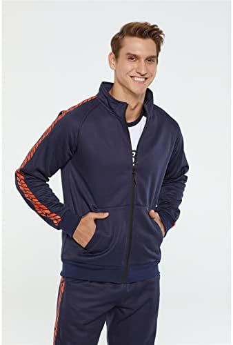 2 парчиња тренерки поставени џемпери со целосна зип атлетска џемпери топла спортска облека за теретани за мажи за мажи за мажи