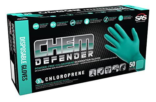 Chemdefender Powder без хлоропрена за еднократна употреба на ракавици | 5 мил - 2xl | Хемиска отпорност, текстурирани прсти, продолжени