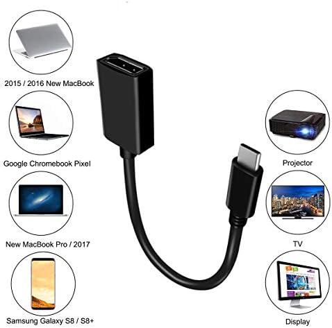 USB C за да се прикаже адаптер за приказ, преносен USB C адаптер АВ конвертор Кабел за MacBook Pro, MacBook Air, iPad Pro, PixelBook, XPS, Galaxy и многу повеќе