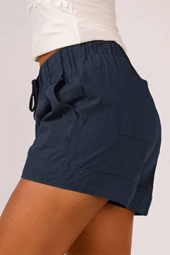 Lopie женски шорцеви случајни летни фустани памук удобно влечење еластична половината џебна дневна панталони