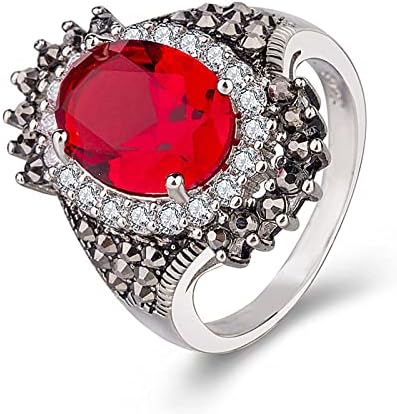 Гроздобер прстен прстен од тајландски руда претерано голем накит црвен калинка сребрена црна прстени полимерни прстени