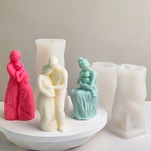 Мајка и бебешки свеќи, Motherубов и растат тема силиконски калапи за восочна смола DIY свеќи Рачно изработени сапуни од сапун, рачни